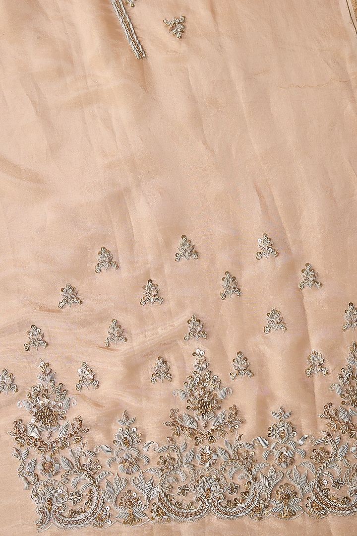 Pink Tissue Hand & Machine Embroidered Reception Saree Set by Kalighata at Pernia's Pop Up Shop