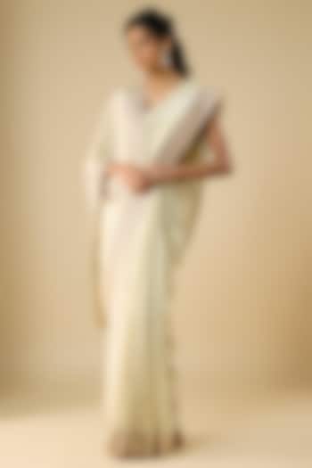 Mint Tissue Hand & Machine Embroidered Reception Saree by Kalighata at Pernia's Pop Up Shop