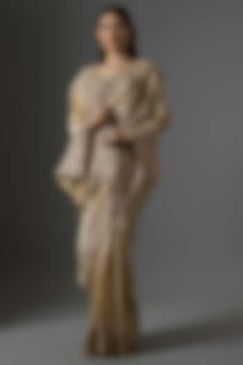 Golden Tissue Hand & Machine Embroidered Reception Saree by Kalighata at Pernia's Pop Up Shop