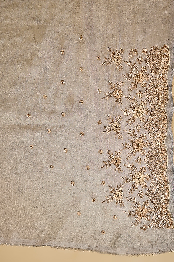 Silver Tissue Organza Sequin Embellished Reception Saree Set by Kalighata at Pernia's Pop Up Shop