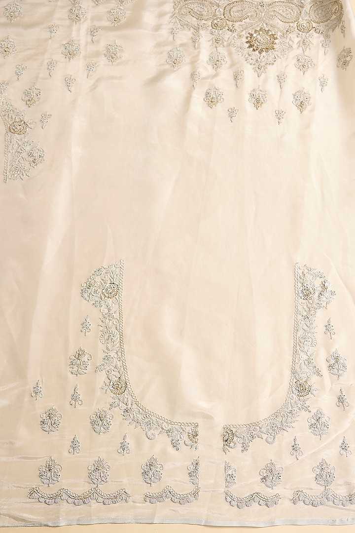 White Tissue Hand & Machine Embroidered Reception Saree by Kalighata at Pernia's Pop Up Shop