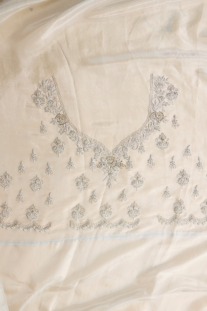 White Tissue Hand & Machine Embroidered Reception Saree by Kalighata at Pernia's Pop Up Shop