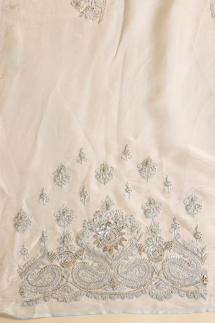 White Tissue Hand & Machine Embroidered Reception Saree by Kalighata at Pernia's Pop Up Shop