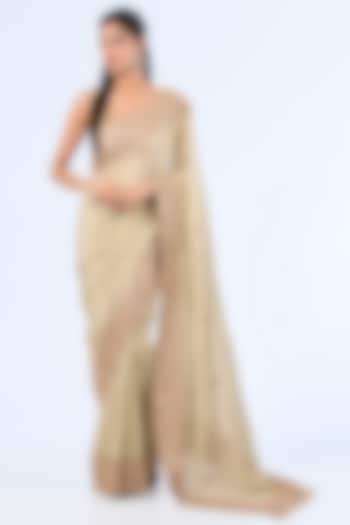 Mint Organza Hand & Machine Embroidered Reception Saree Set by Kalighata at Pernia's Pop Up Shop