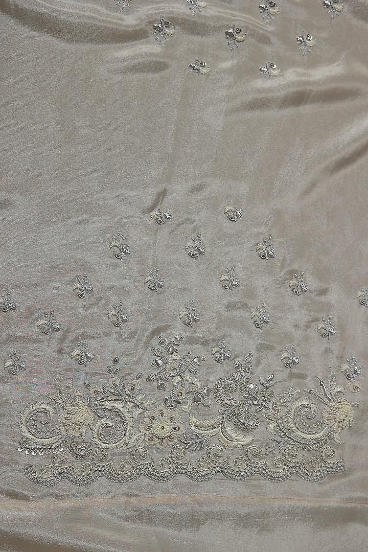 Grey Tissue Hand & Machine Embroidered Reception Saree by Kalighata at Pernia's Pop Up Shop