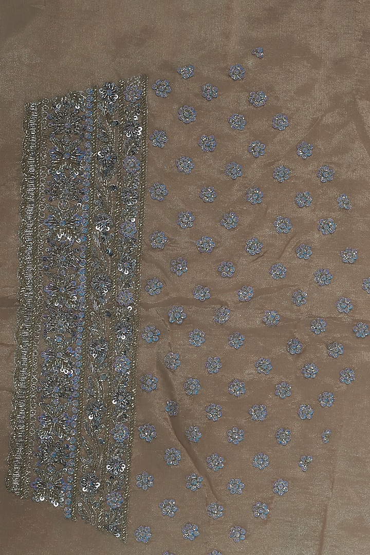 Cadmium Silver Organza Sequins Embroidered Reception Saree Set by Kalighata at Pernia's Pop Up Shop