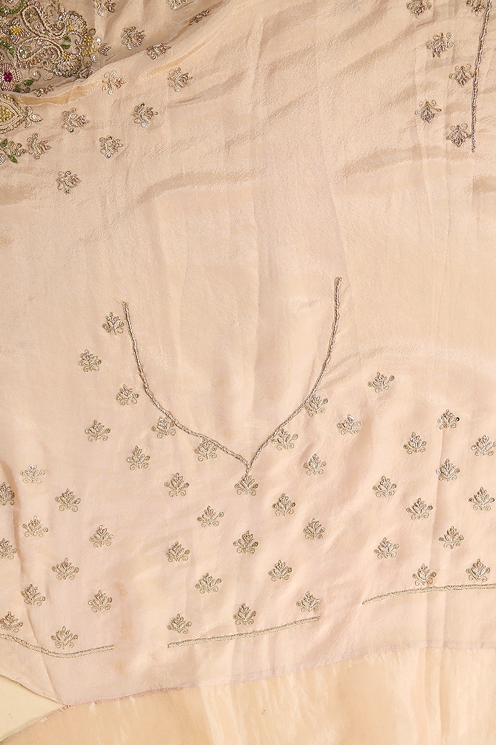 Peach Tissue Hand & Machine Embroidered Bridal Saree by Kalighata at Pernia's Pop Up Shop