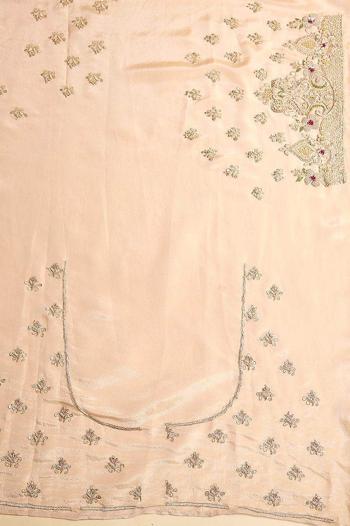Peach Tissue Hand & Machine Embroidered Bridal Saree by Kalighata at Pernia's Pop Up Shop