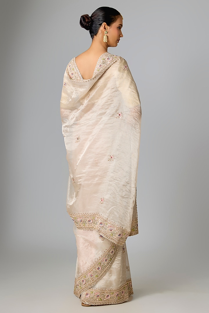 Silver Banarasi Reception Saree Set by Kalighata at Pernia's Pop Up Shop