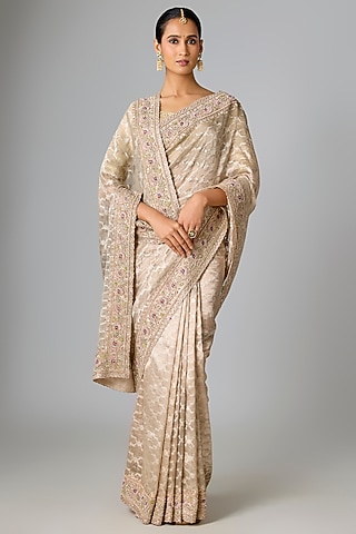 Grey Banarasi Saree Set by Kalighata
