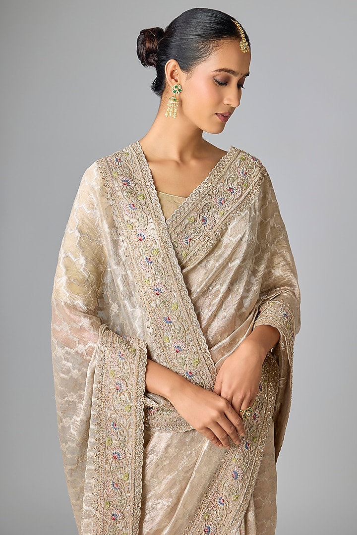 Grey Banarasi Bridal Saree Set by Kalighata at Pernia's Pop Up Shop