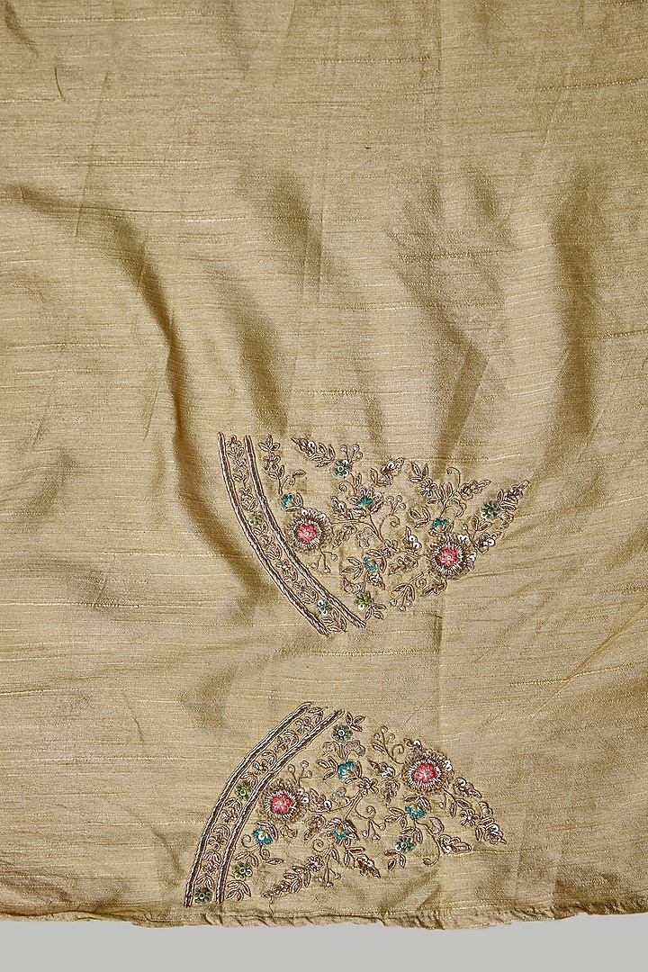 Grey Tissue Embroidered Bridal Saree Set by Kalighata at Pernia's Pop Up Shop