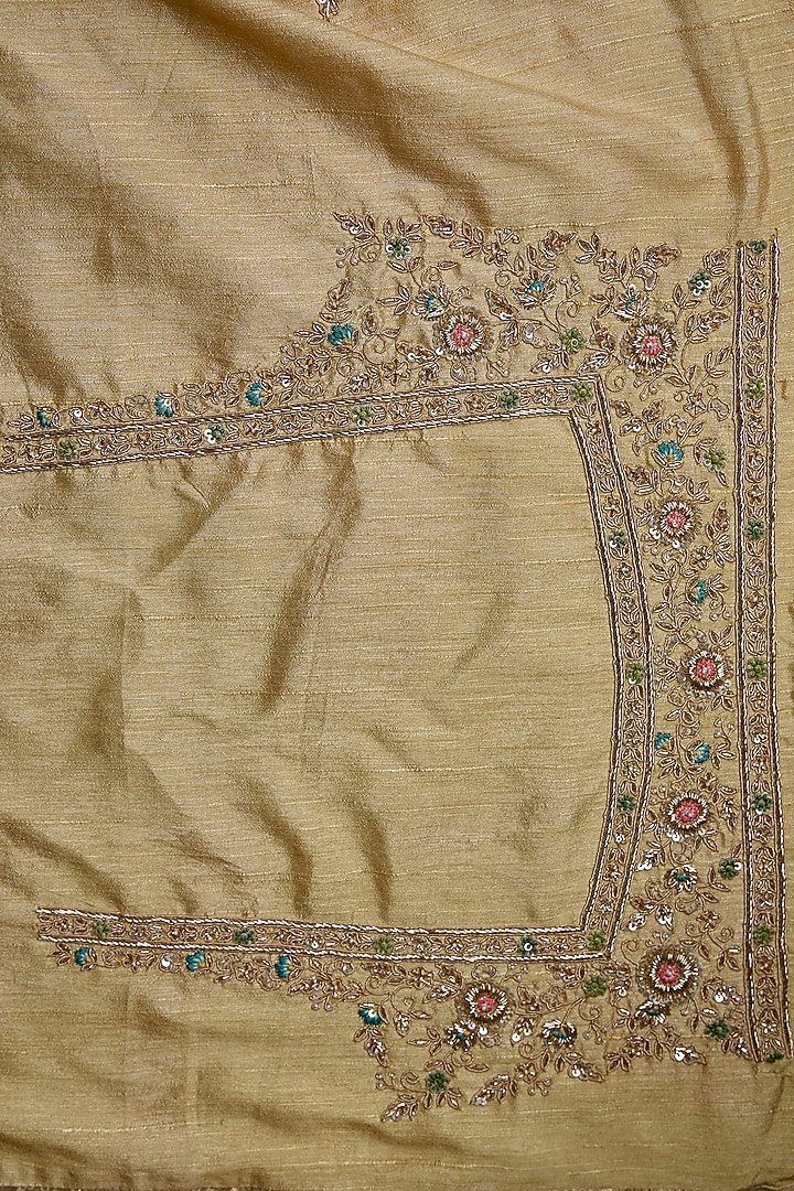 Grey Tissue Embroidered Bridal Saree Set by Kalighata at Pernia's Pop Up Shop