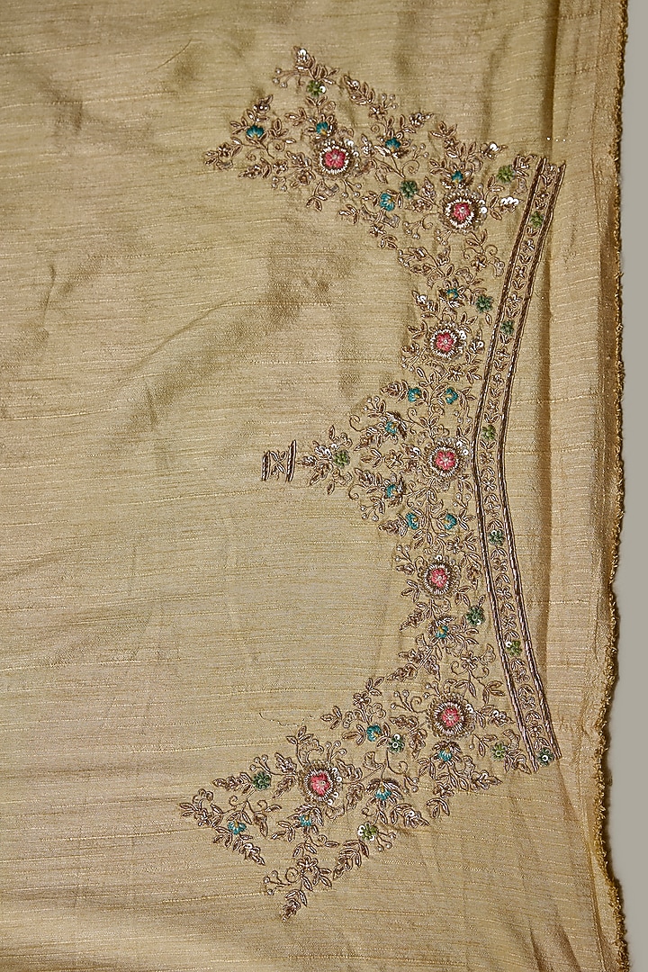 Grey Tissue Embroidered Bridal Saree Set by Kalighata at Pernia's Pop Up Shop
