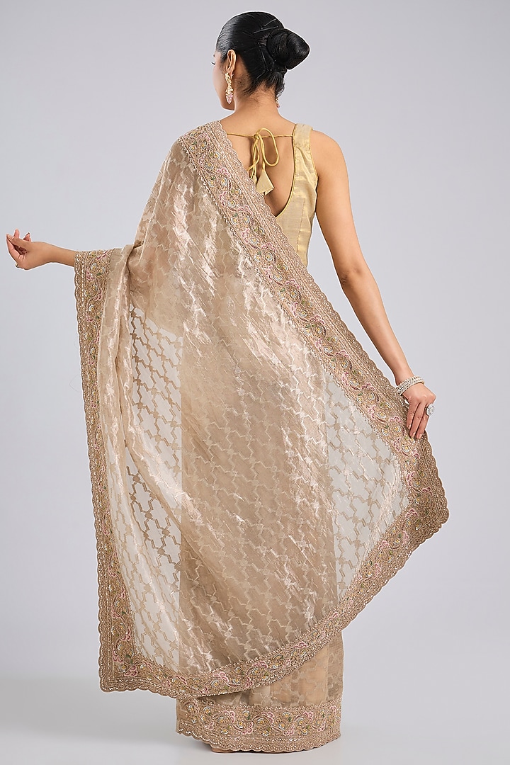 Gold Tissue Reception Saree Set by Kalighata at Pernia's Pop Up Shop