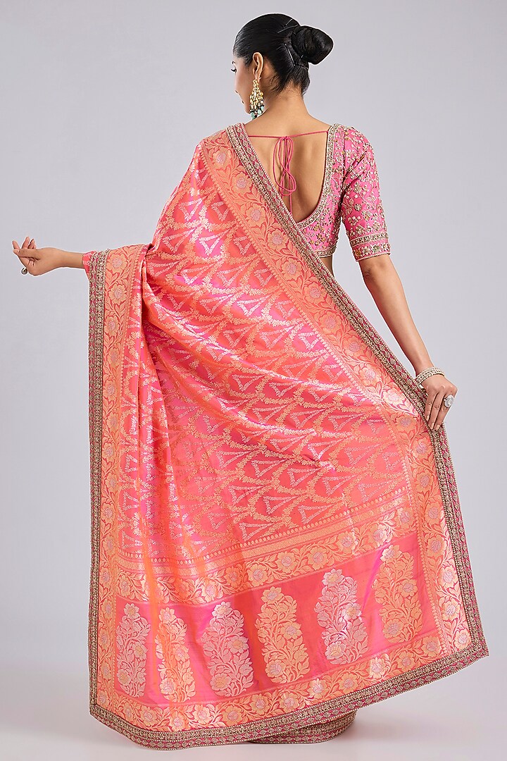 Pink Banarasi Bridal Saree Set by Kalighata at Pernia's Pop Up Shop