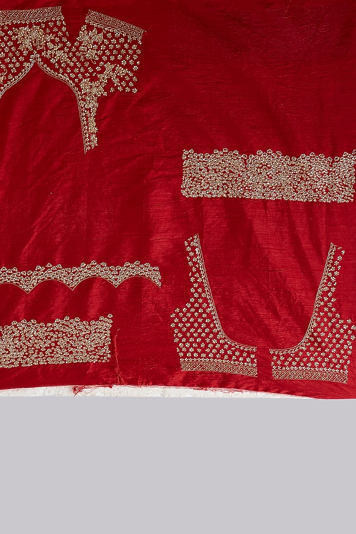 Red Bandhej Embroidered Reception Saree Set by Kalighata at Pernia's Pop Up Shop
