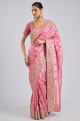 Mauve Banarasi Saree Set by Kalighata