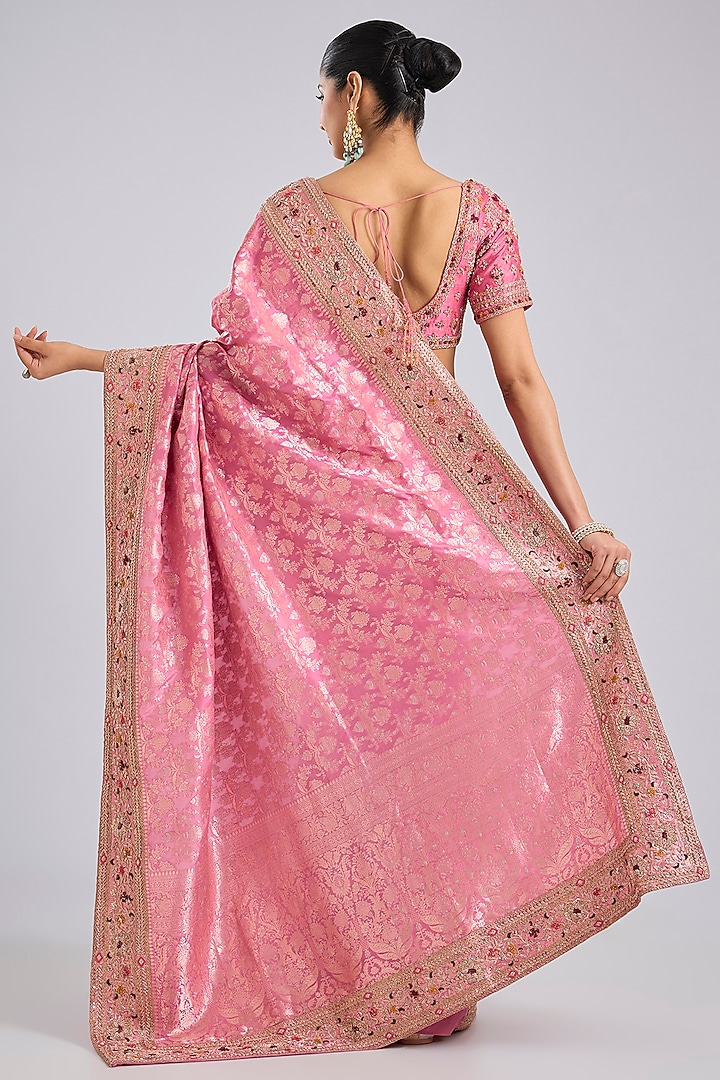 Mauve Banarasi Bridal Saree Set by Kalighata at Pernia's Pop Up Shop