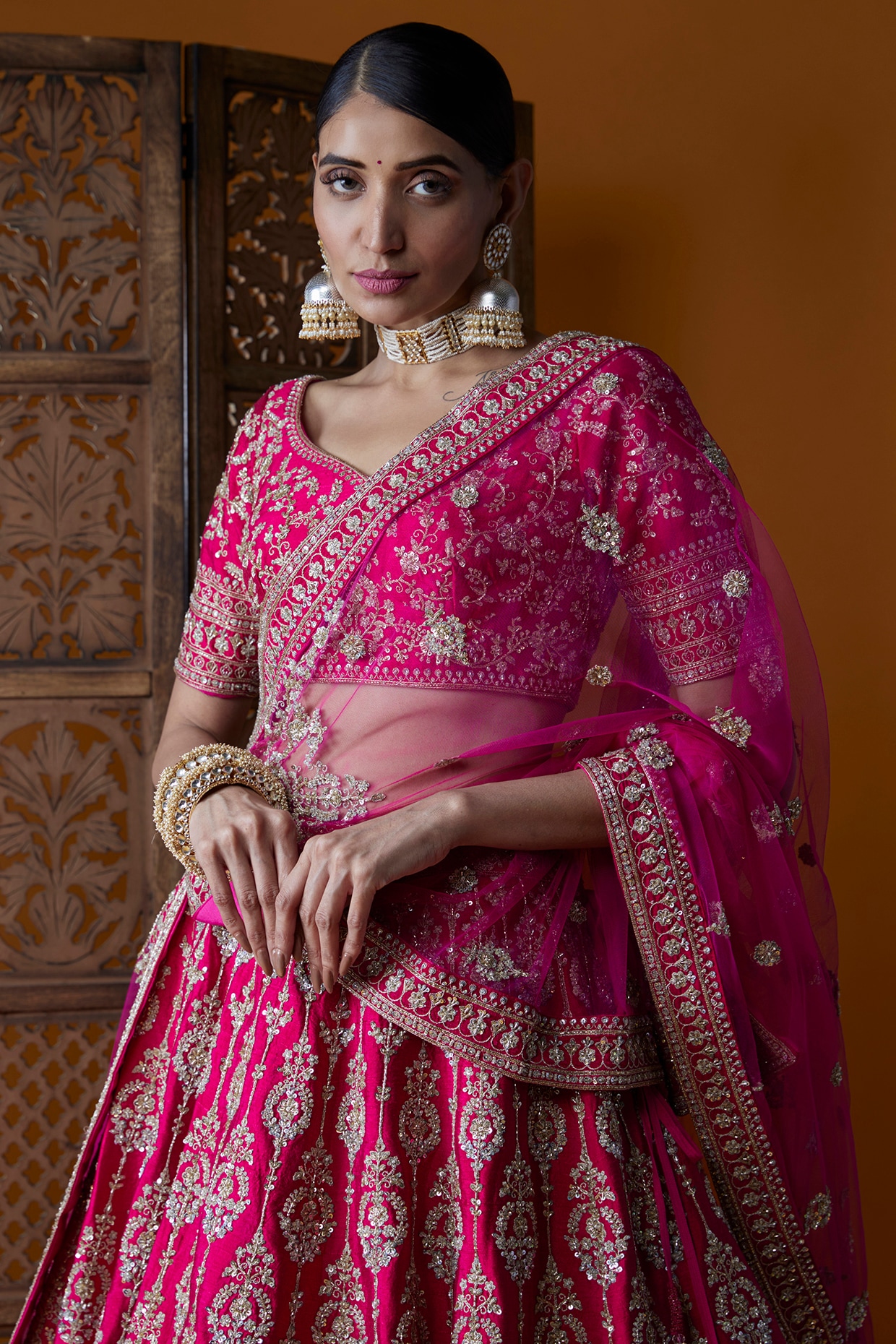 Impressive Pink Bridal Lehenga Choli With Embroidery Net Dupatta - Ethnic  Race