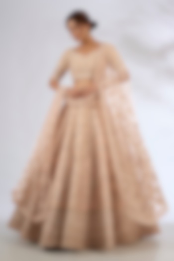 Pink Raw Silk Embroidered Bridal Lehenga Set by Kalighata at Pernia's Pop Up Shop