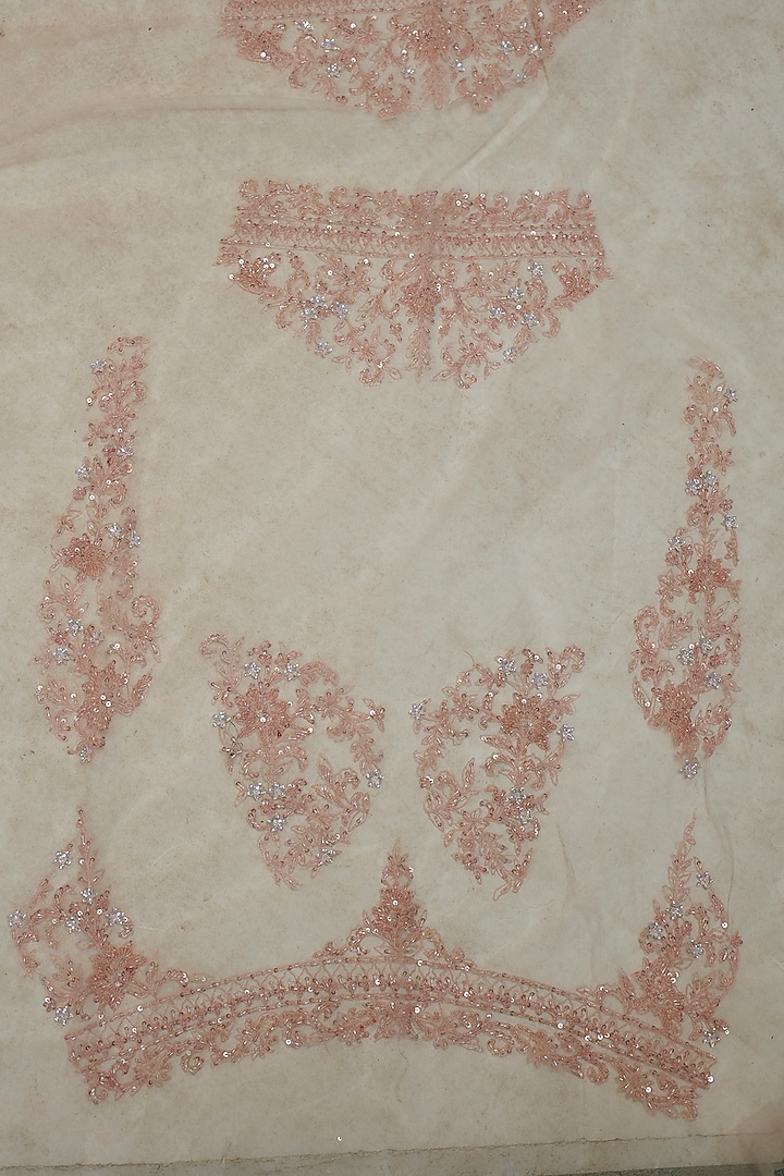 Pink Organza Sequins Embroidered Wedding Saree Set by Kalighata at Pernia's Pop Up Shop