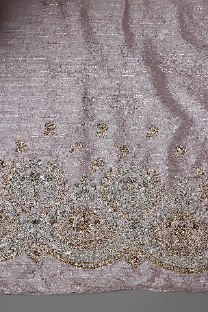 Grey Tissue Embroidered Bridal Saree Set by Kalighata at Pernia's Pop Up Shop