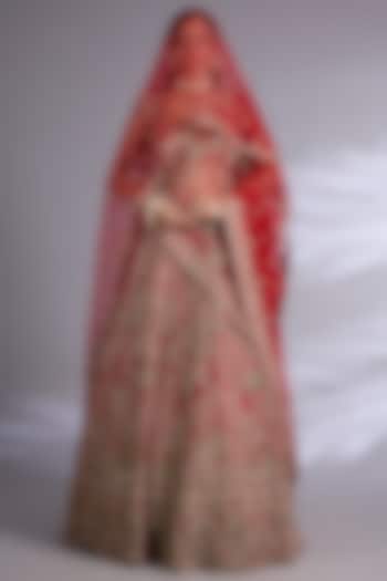 Red Raw Silk Bridal lehenga for 22 Lehenga Set by Kalighata at Pernia's Pop Up Shop