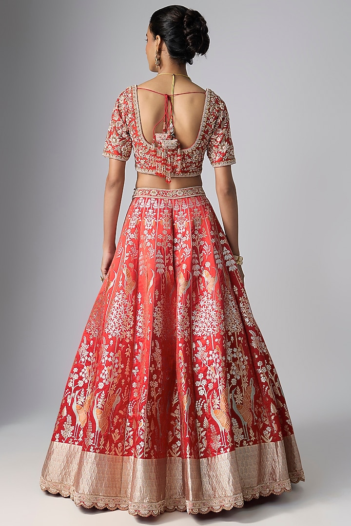 Red Banarasi Bridal Lehenga Set by Kalighata at Pernia's Pop Up Shop