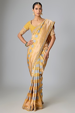 Yellow Banarasi Saree Set by Kalighata