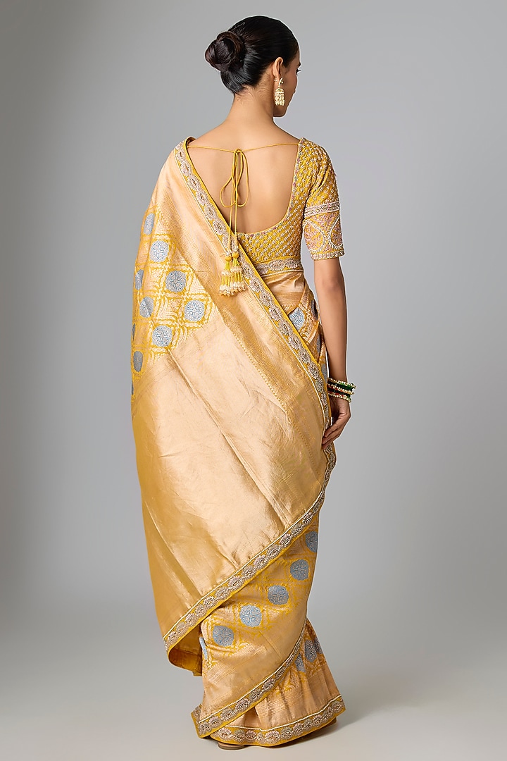 Yellow Banarasi Bridal Saree Set by Kalighata at Pernia's Pop Up Shop