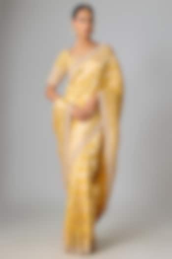 Yellow Banarasi Reception Saree Set by Kalighata at Pernia's Pop Up Shop