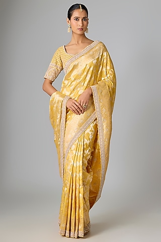 Yellow Banarasi Saree Set by Kalighata