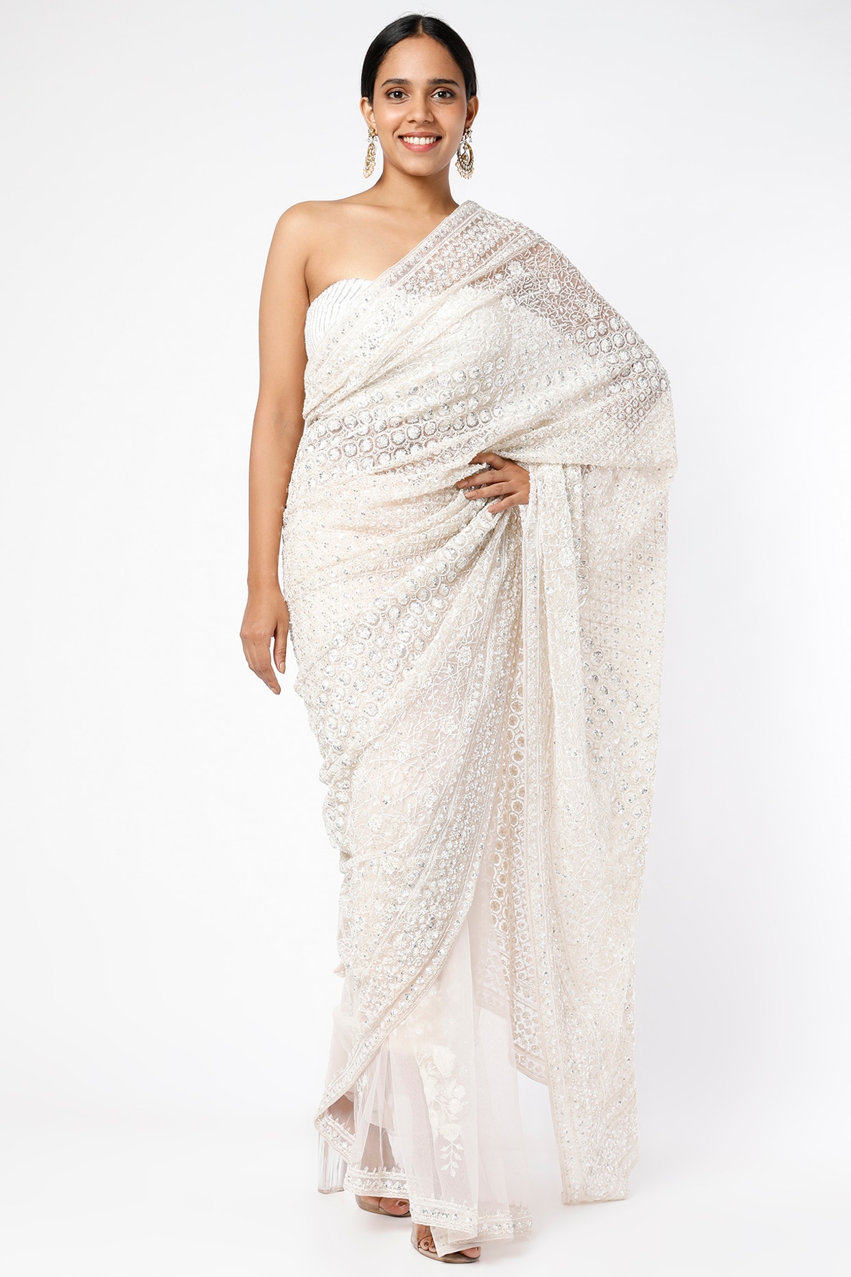 White Sequence Saree | Leemboodi