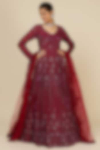Maroon Embellished Gown by Kalighata