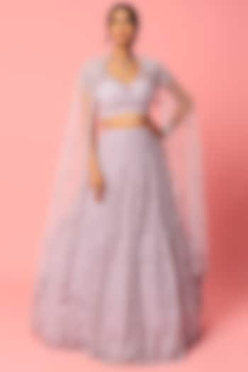 Mauve Embellished Kahkashan Bridal Lehenga Set by Kalighata at Pernia's Pop Up Shop