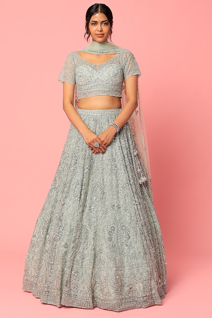 Mauve Embellished Kahkashan Bridal Lehenga Set by Kalighata at Pernia's Pop Up Shop