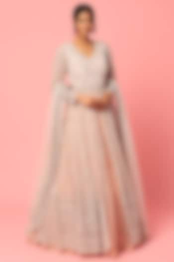 Peach Embroidered Jacket Bridal Lehenga Set by Kalighata at Pernia's Pop Up Shop