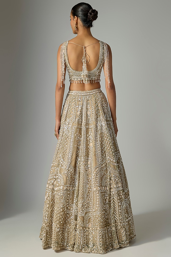 Grey Organza Bridal Lehenga Set by Kalighata at Pernia's Pop Up Shop