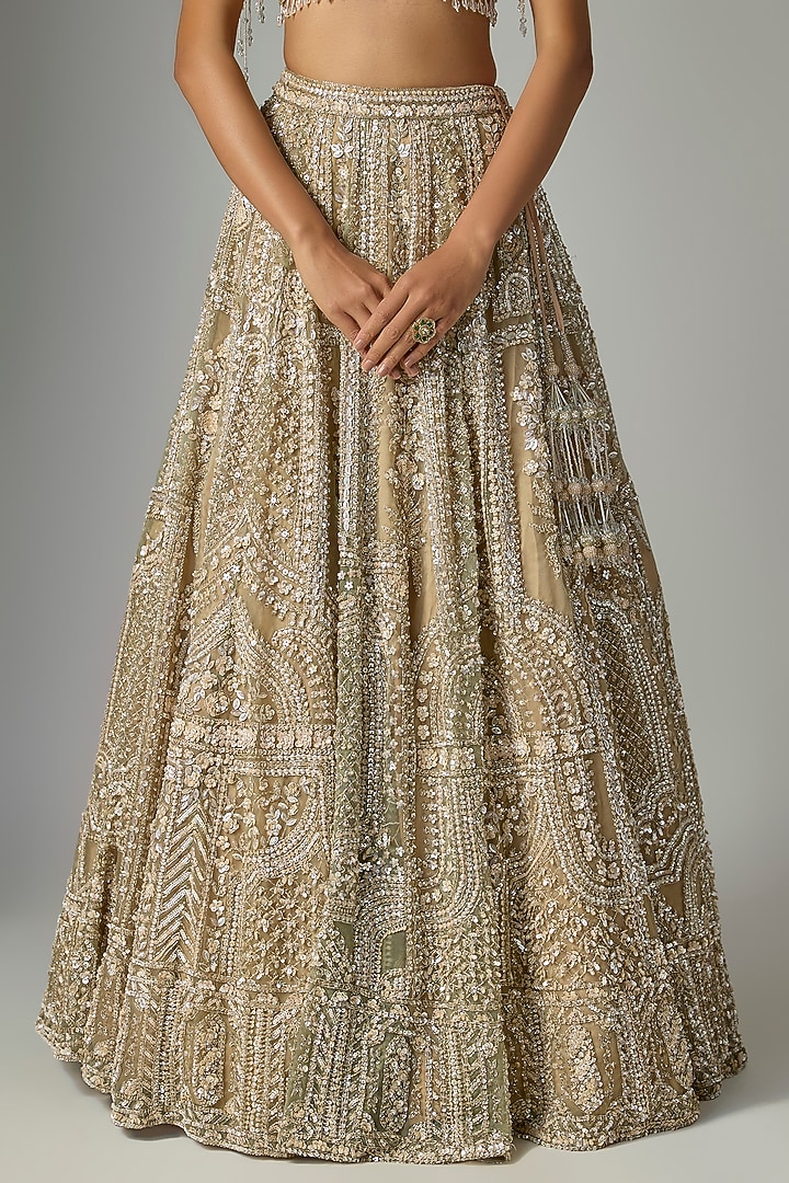 Grey Organza Bridal Lehenga Set by Kalighata at Pernia's Pop Up Shop