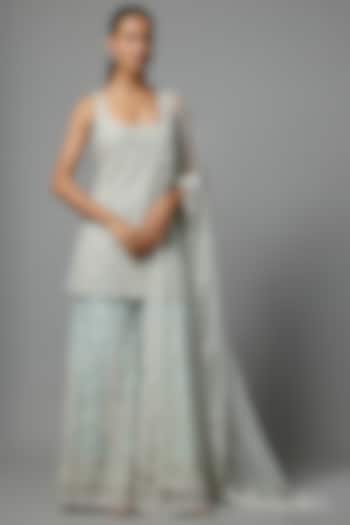 Lilac Net Bridal Sharara Set by Kalighata at Pernia's Pop Up Shop