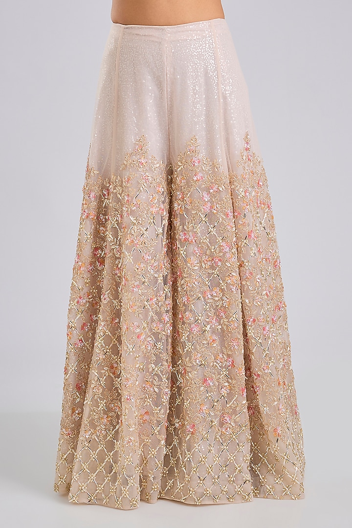 Peach Silk Bridal Sharara Set by Kalighata at Pernia's Pop Up Shop