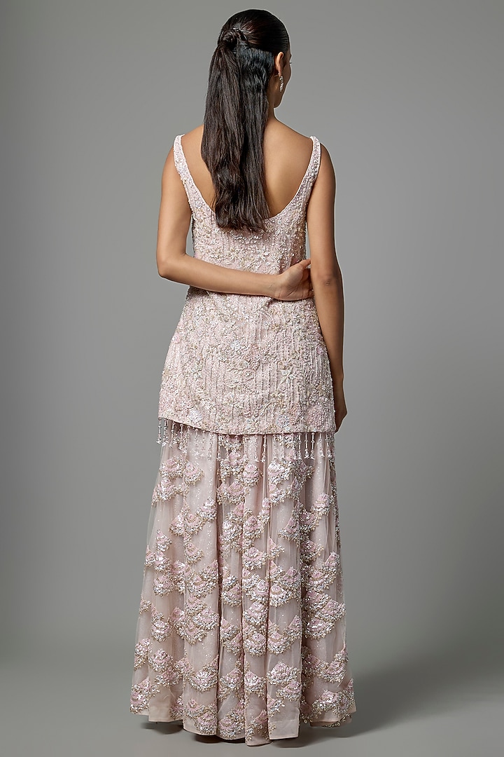 Lilac Net Bridal Sharara Set by Kalighata at Pernia's Pop Up Shop