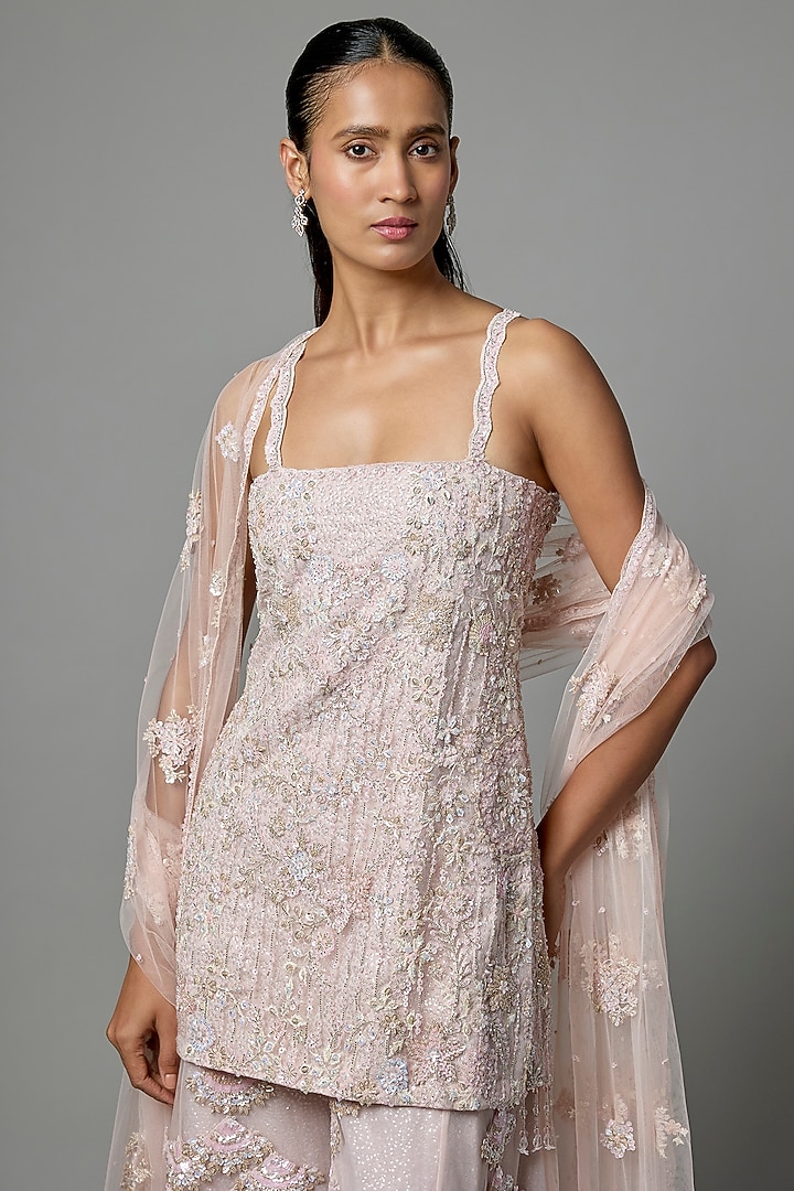 Lilac Net Bridal Sharara Set by Kalighata at Pernia's Pop Up Shop