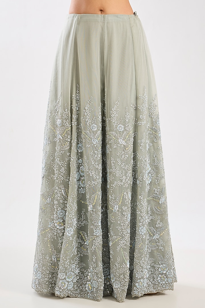 Aqua Net Hand & Machine Embroidered Bridal Sharara Set by Kalighata at Pernia's Pop Up Shop