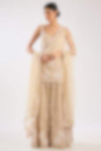 Ivory Organza Embroidered Bridal Sharara Set by Kalighata at Pernia's Pop Up Shop