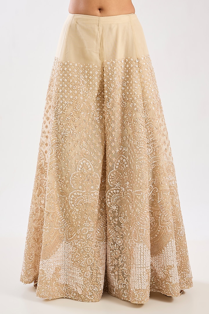 Ivory Organza Embroidered Bridal Sharara Set by Kalighata at Pernia's Pop Up Shop