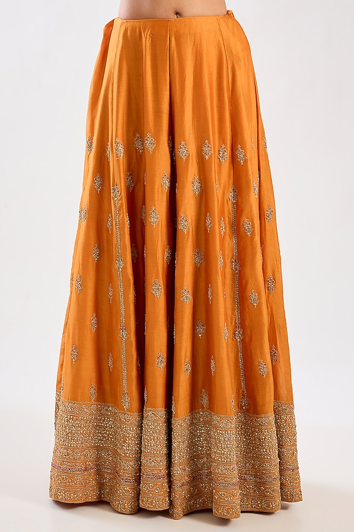 Rust Chanderi Silk Sequins Embellished Bridal Sharara Set by Kalighata at Pernia's Pop Up Shop