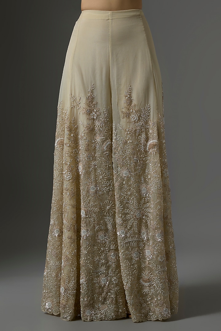 White Net Hand & Machine Embroidered Bridal Sharara Set by Kalighata at Pernia's Pop Up Shop