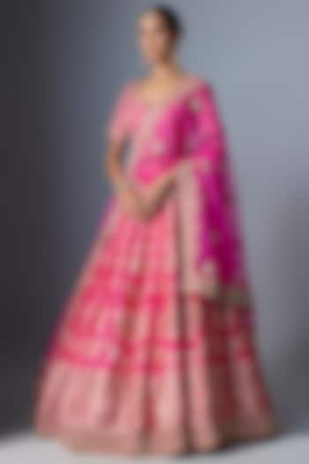 Rani Pink Banarasi Embroidered Bridal Lehenga Set by Kalighata at Pernia's Pop Up Shop